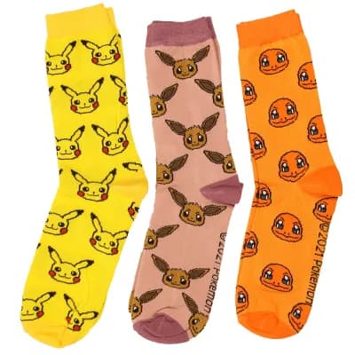 Pokemon Charmander Eevee Pikachu Sokken 3 Pack