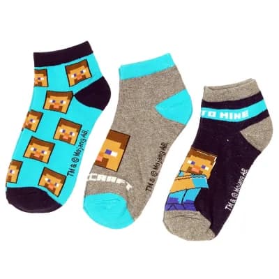 Minecraft Steve Head 3 Pack Sokken