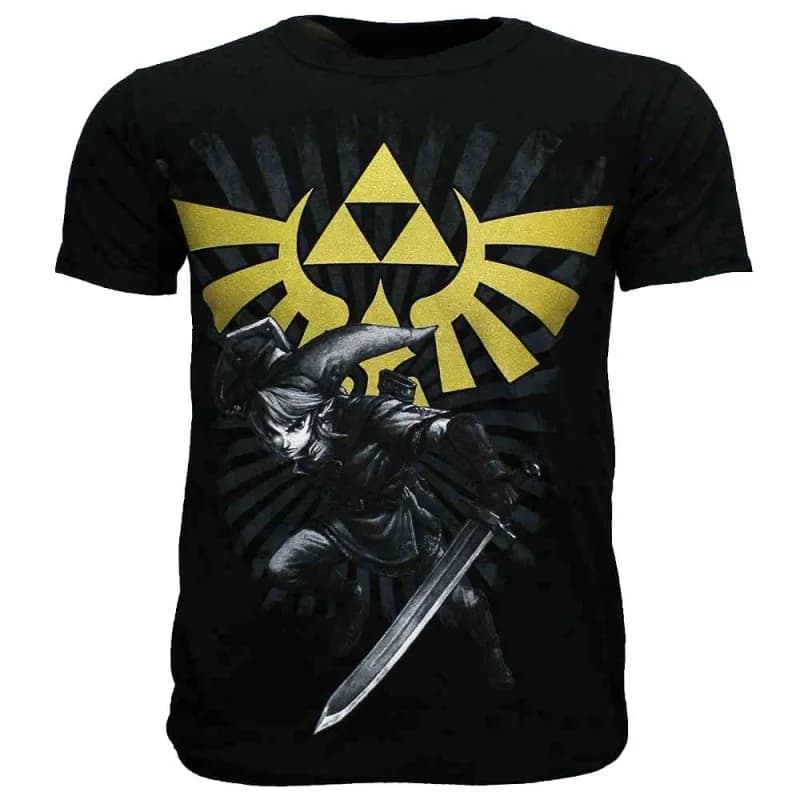 The Legend of Zelda Link met Gouden Hyrule Crest Logo T-Shirt