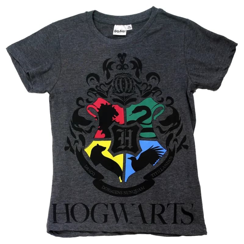 Harry Potter Hogwarts Kids T-Shirt Donkergrijs