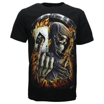 Biker Grim Reaper Ace of Spades Glow in the Dark T-Shirt