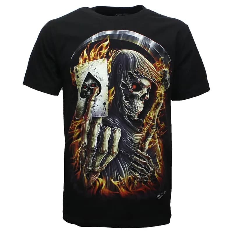 Biker Grim Reaper Ace of Spades Glow in the Dark T-Shirt