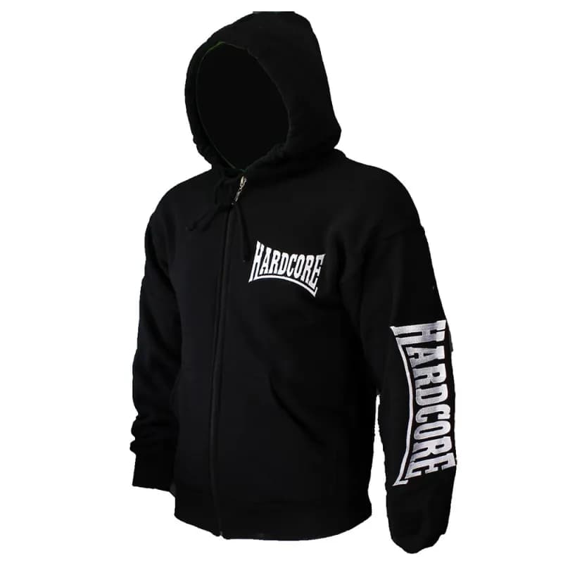 Hardcore Geborduurd Logo Vest Hoodie met Rits en Capuchon